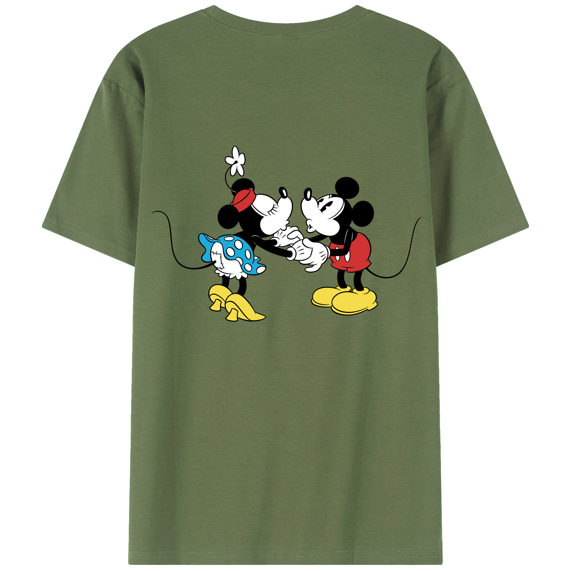ミッキーマウス Mickey Mouse 綿100％ メンズ半袖Tシャツ（バックプリント） 通気性